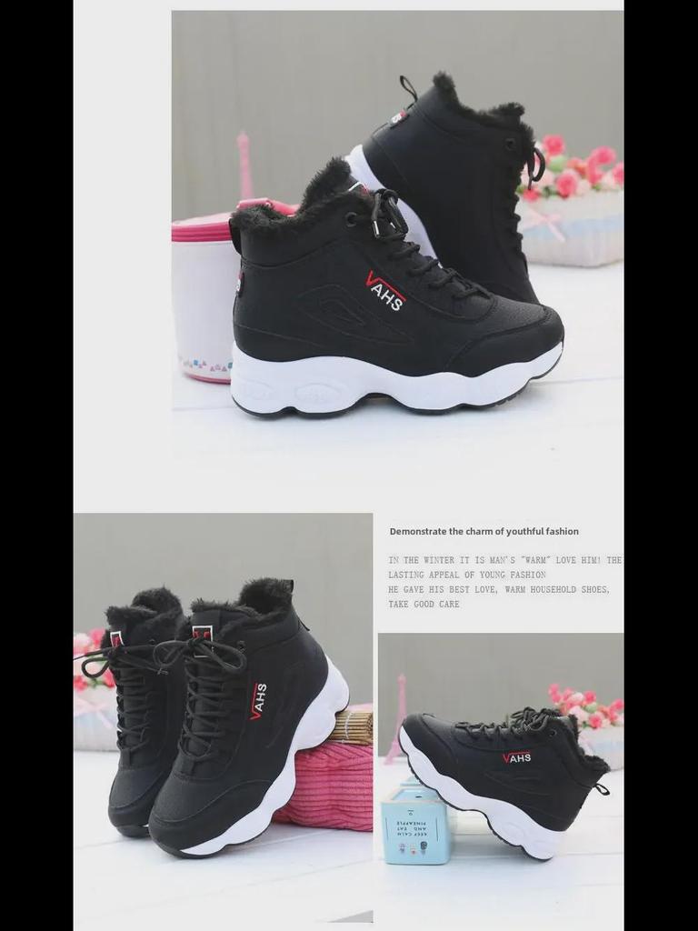 Women's High-Top Velvet Winter Shoes - 2023 Warm, Thick-Soled Casual Sneakers for Students