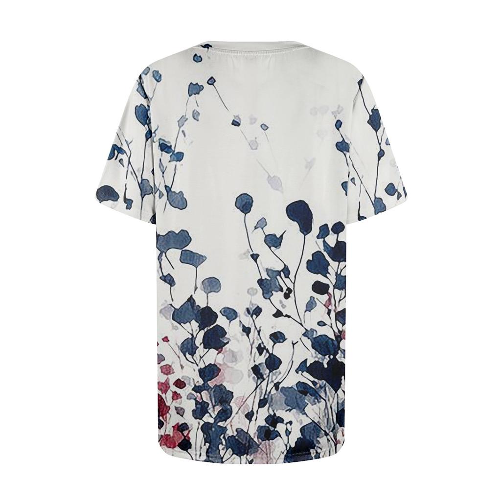 Футболки для женщин, плиссированные, с круглым вырезом, нарядные, повседневные, блузки с принтом, с коротким рукавом, летние топы, свободный крой