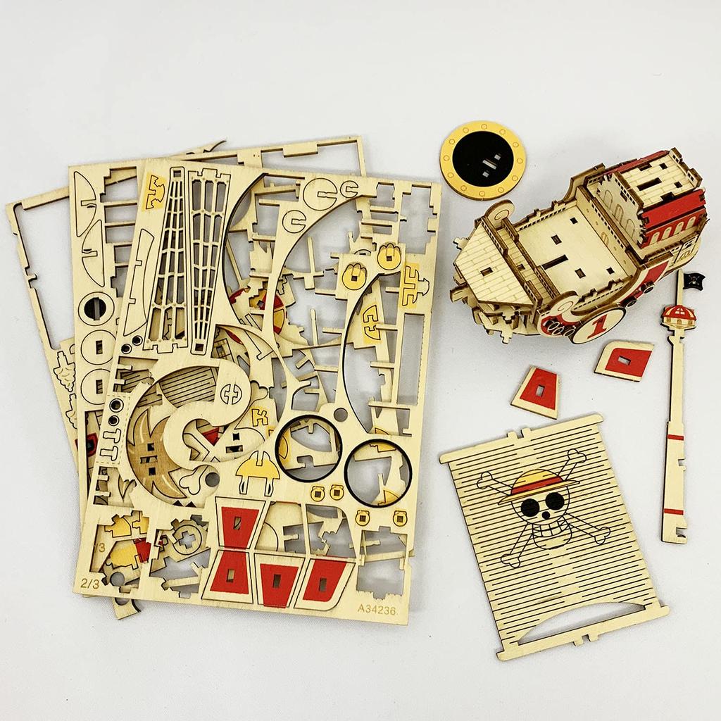 One Piece Thousand Sunny Wooden 3D 3D Puzzle DIY Craft Kit That Can Be Enjoyed by Everyone from Elementary School Students To Adults Educational Toy
