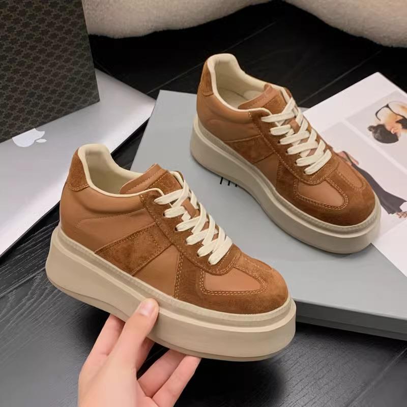 Туфли на платформе, увеличивающие рост, повседневная обувь из натуральной кожи на шнуровке, увеличенного цвета