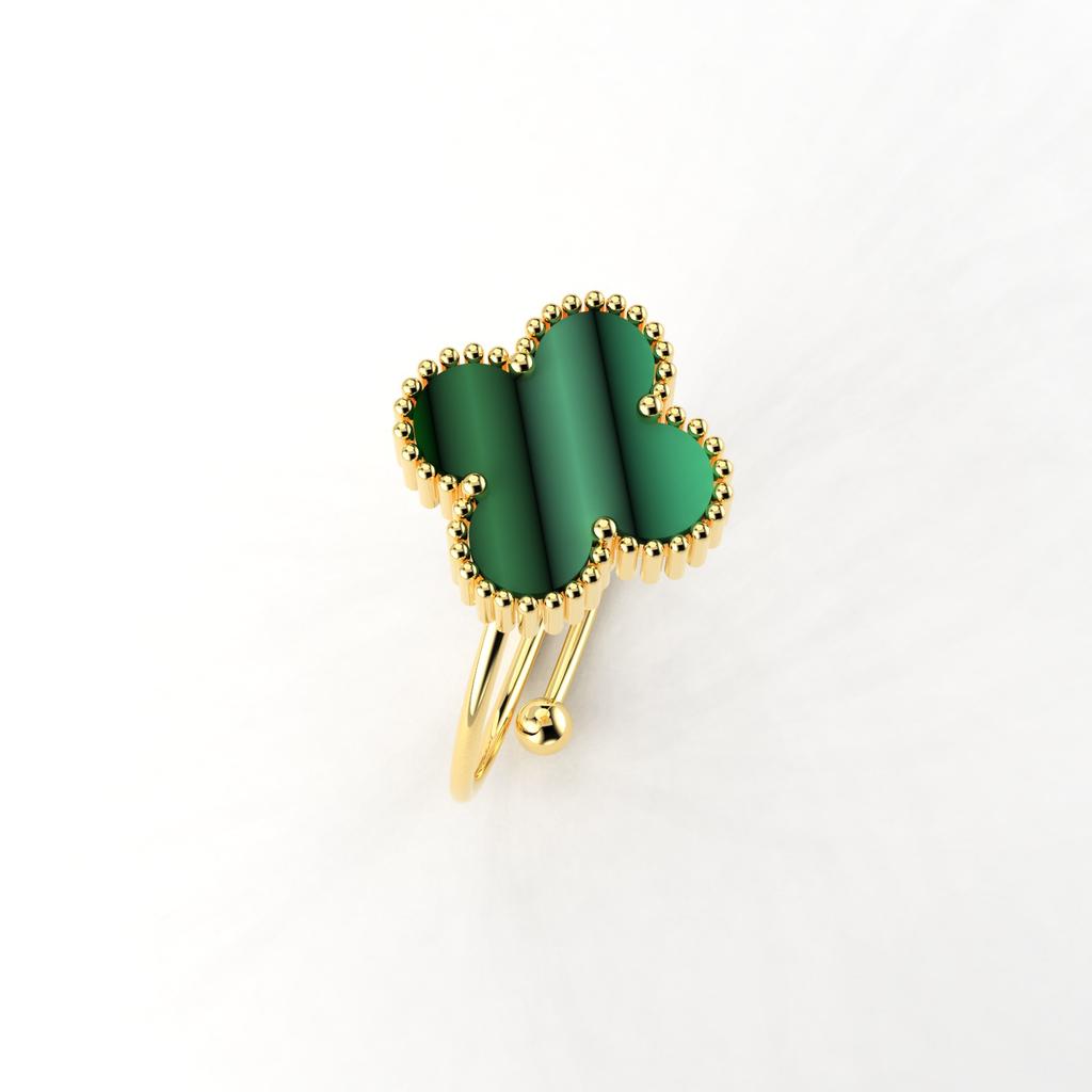 Petal Four-leaf Clover Titanium Steel Mother-of-pearl Ring Female Adjustable Finger Ring Niche Small Fresh Small Design Index Finger Ring