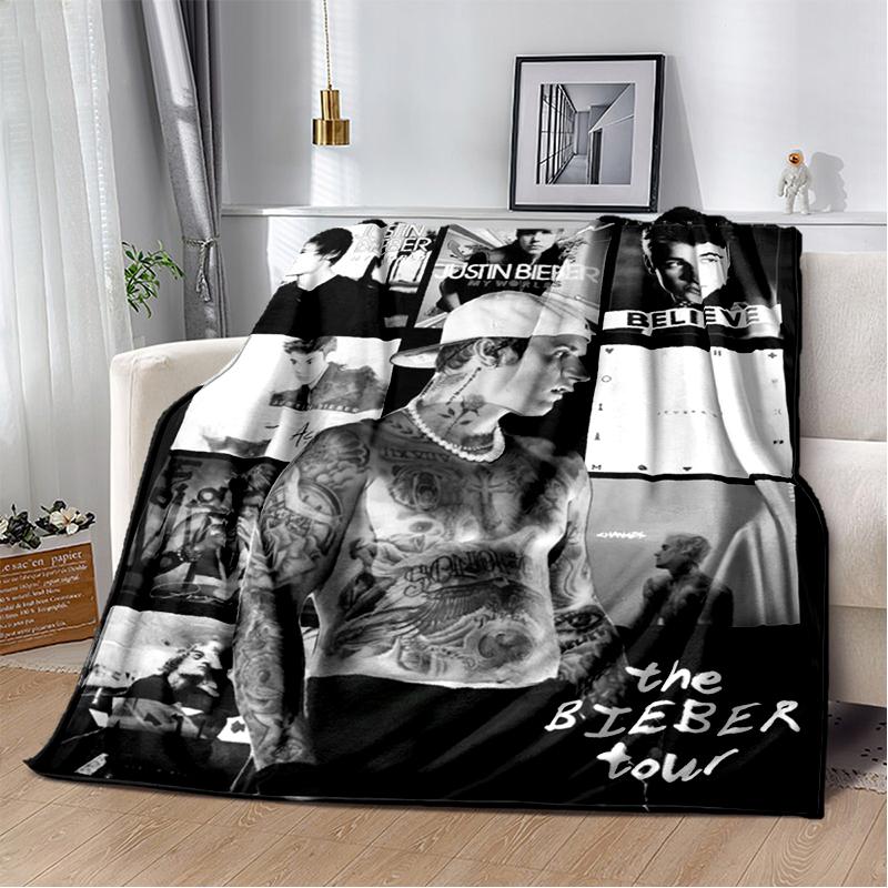 Новый стиль 2025 года Плед Джастина Дрю Бибера Певец JB, Мягкий плед для дома Спальни Кровати Дивана Путешествия Пикника Покрытие Подарок Ребенку