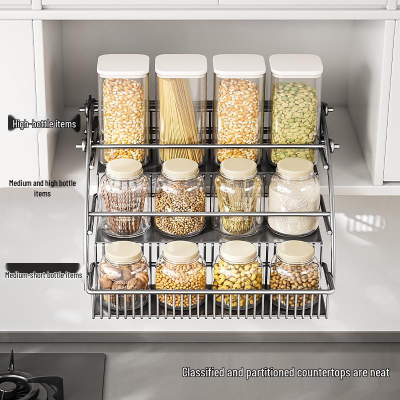 Выдвижная настенная полка для специй на кухню