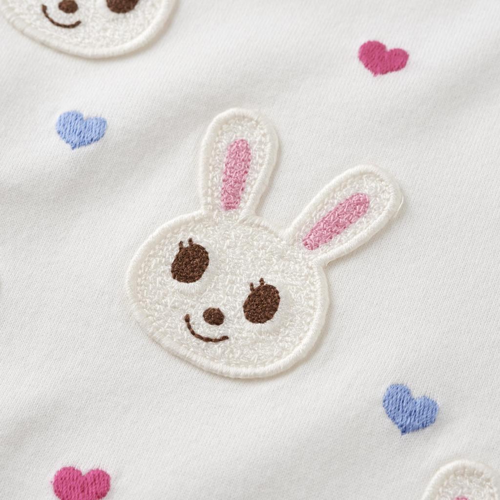 MIKI HOUSE Short Sleeve with Rabbit T-Shirt Logo, Girls, Baby, Kids, Children's Clothing, 80cm, White, 10-5254-689