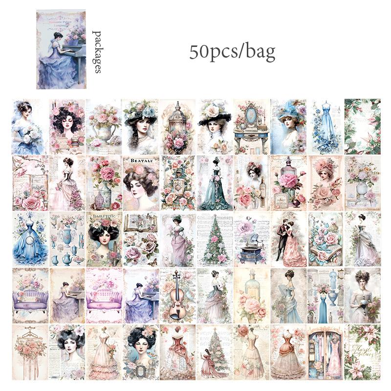 6 стилей 50 шт./упак. липкая бумага для заметок неклейкий материал бумага винтажное руководство DIY коллаж наклейки записная книжка