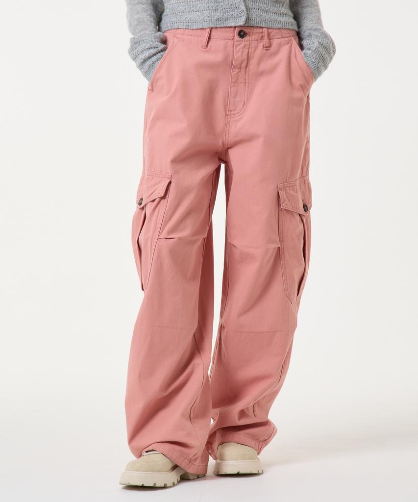 UNKNOWN PLANET Chin Pleated Wide String Cargo Cotton Pants Pink