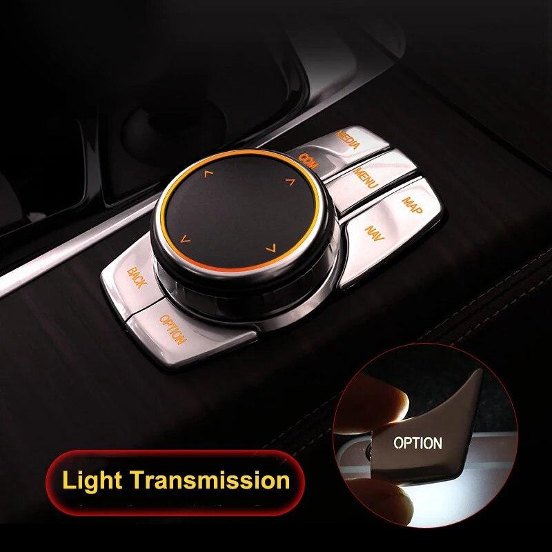 5PCS ABS Car Interior Multimedia Button Cover Trim For BMW G30 G38 5 Series 2017- Auto Interior Accessories