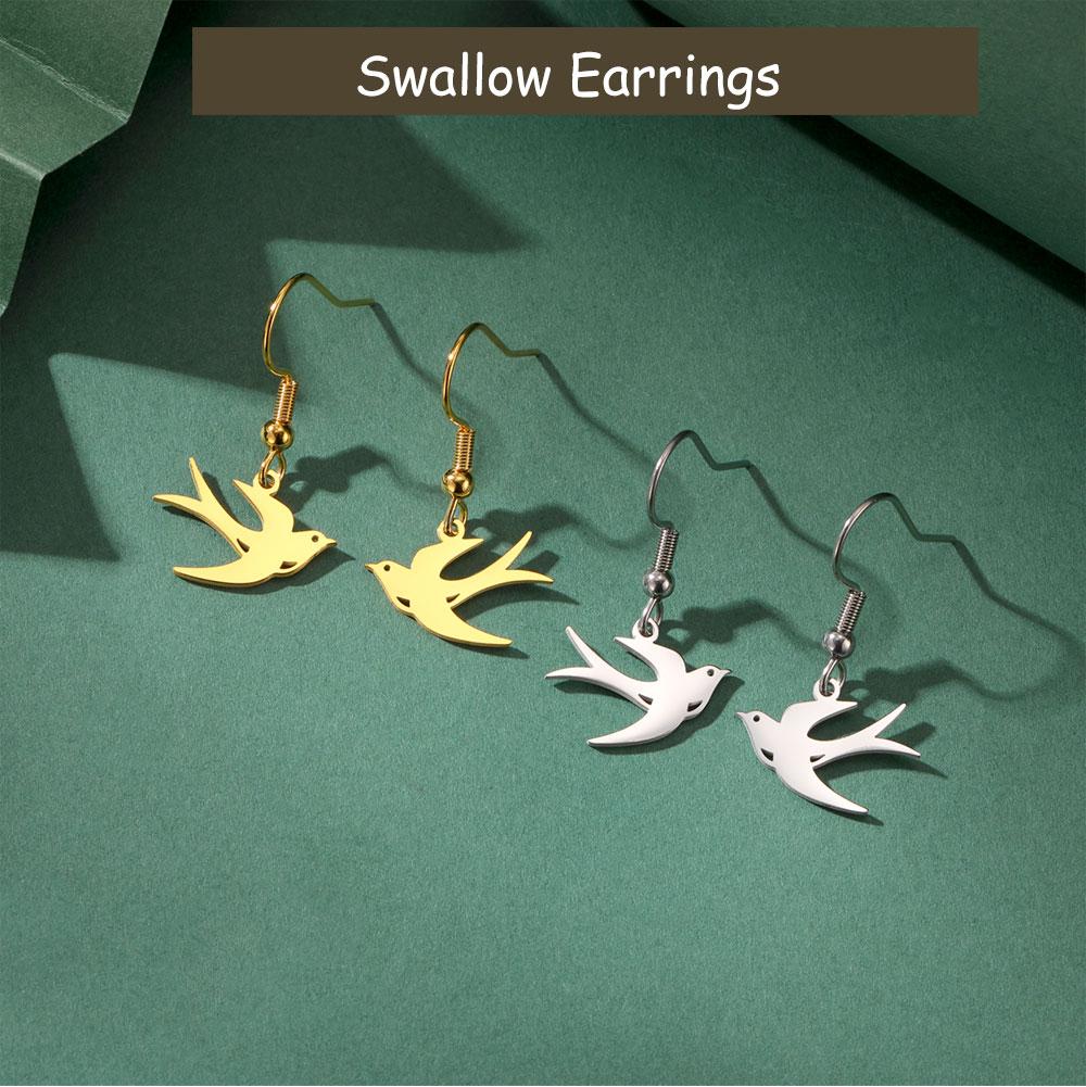 Cazador Stainless Steel Animal Swallow Drop Earrings for Women Birds Dangle Earrings Jewelry 2026 Trend Birthday Gift New