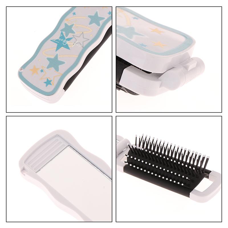 Мини-щетка для волос, складная массажная расческа, массаж головы, антистатическая портативная дорожная щетка для волос, расчески для волос для девочек с зеркалом