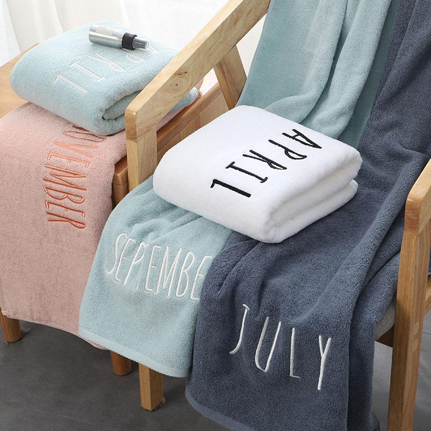100% Cotton Towels Set Face Towel Bath Towel 3 Colors 12 Month Letters Embroidery Bathroom Modern for Adults Kids Toalla De Cara