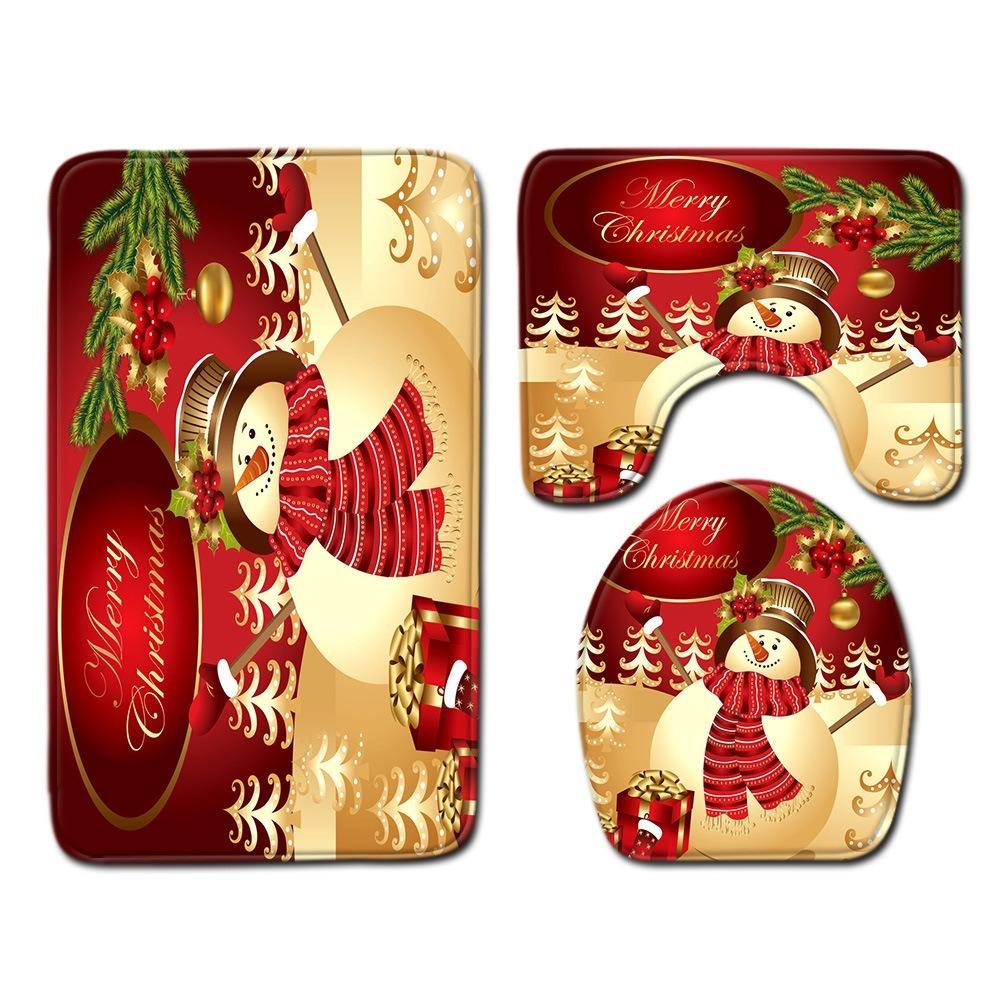 Non-Slip Backing Toilet Floor Mat U-Shaped Design Bath Mat Set Bathroom Rug Set  Bathroom Use