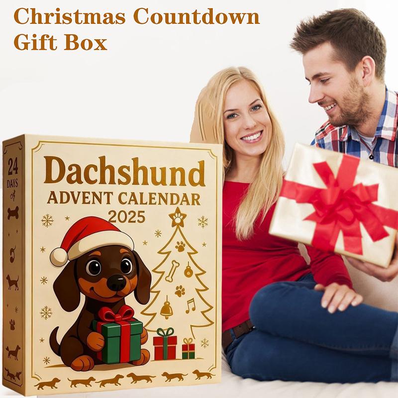 Адвент-календарь «Такса 2025», 24 дня до Рождества, акриловый милый декор на праздничную елку с таксой для любителей собак