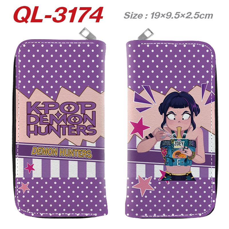 KPop Demon Hunters Long Zip Wallet PU Leather Cartoon Purse for Women Multi Card Holder Pink