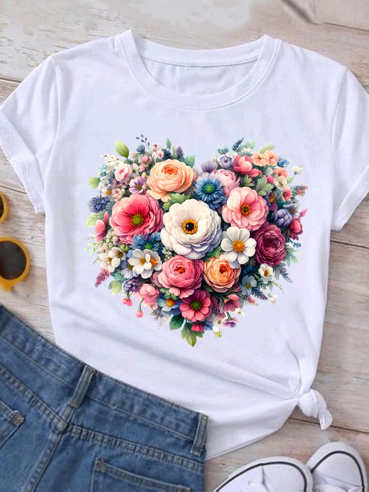 (Азиатский размер) Женская футболка в пляжном стиле, модный принт, женская графика, повседневные футболки с коротким рукавом, футболка, верхняя одежда