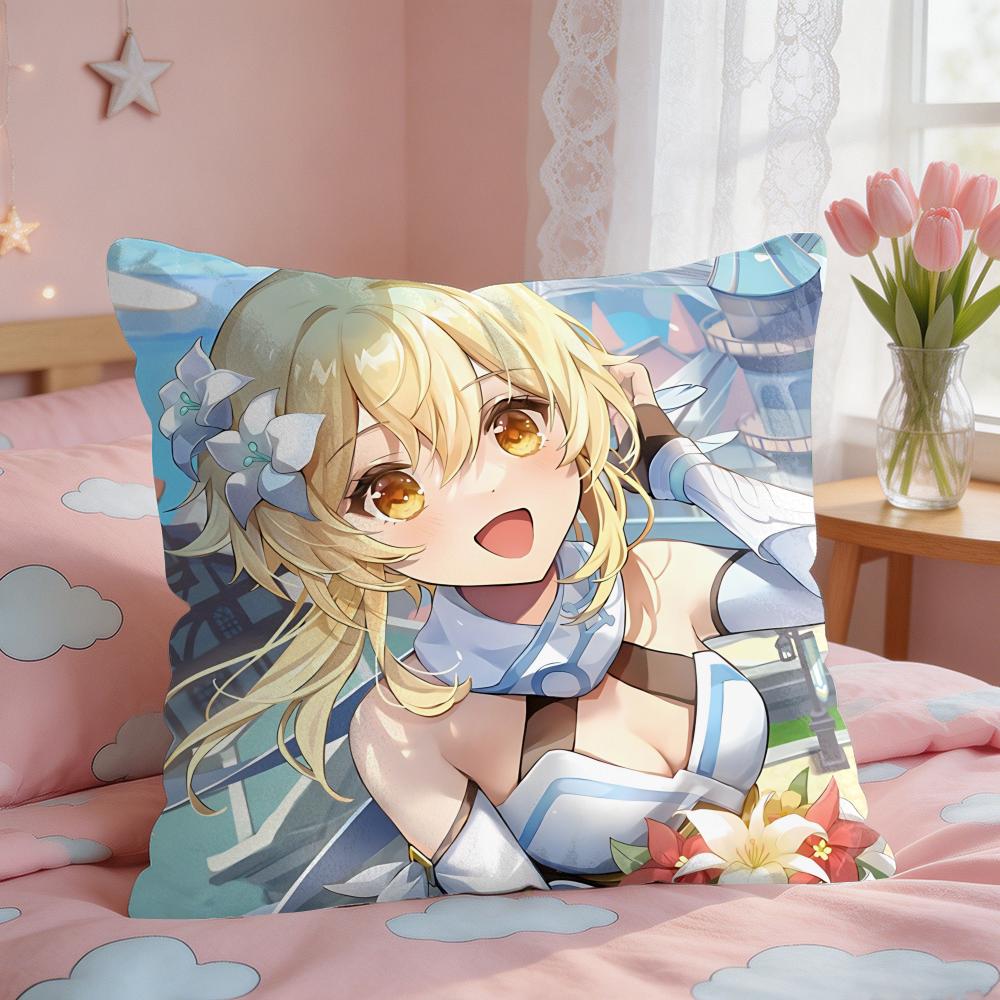 Lumine Genshin Game Cushion Cover Short Plush Pillow Case Room Sofa Cushion Covers Home Decor Funda