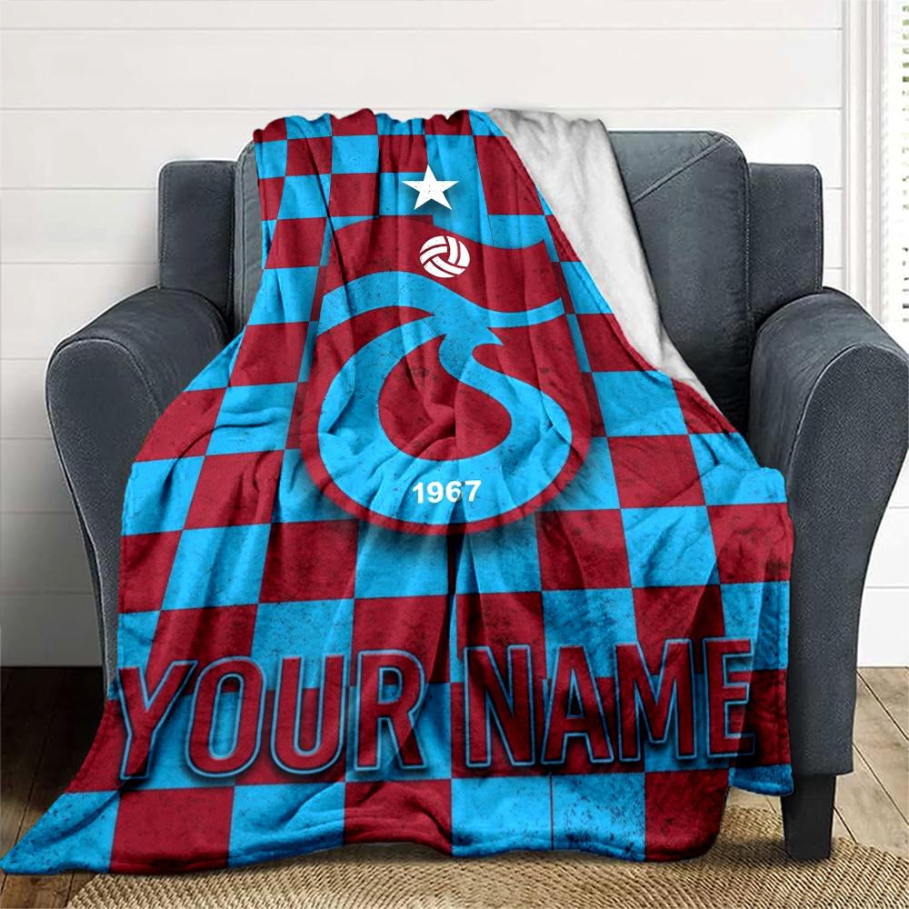 Name Custom Trabzonspor Logo Print Flannel Blanket High Quality Warm Comfortable Cover for All Seasons Perfect for Gifts Home Decor