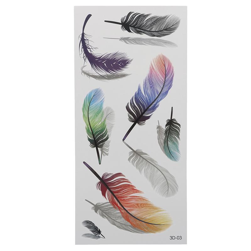 Temporary Tattoo Sticker Body Art 3D Butterfly Rose Feather Waterproof Tattoo