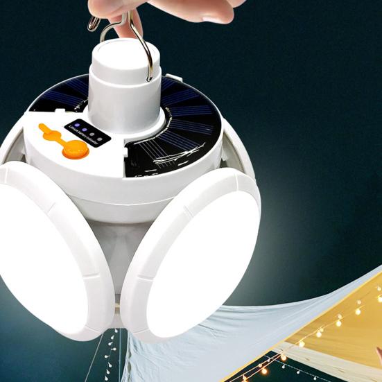 Folding Solar Lamp with Remote Control 5 Modes Adjustable Foldable LED Lantern with Hook USB Rechargeable Waterproof Camping Hanging Solar Light