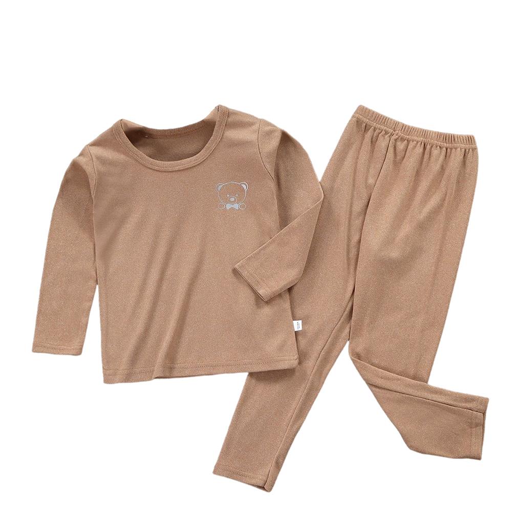 Kids Thermal Underwear Elastic Long Sleeve Round Neck Autumn Winter Home School Inner Wear Warm Tops Suit for Boys Girls