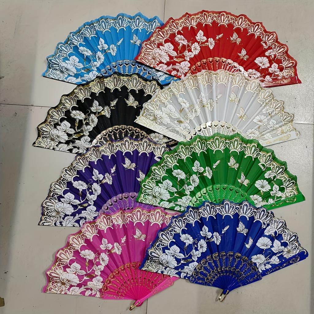 1 шт. Традиционный китайский ручной складной веер, винтажный восточный стиль, элегантный веер с цветочным узором, для свадьбы, танцев, фотографии, аксессуар для ципао