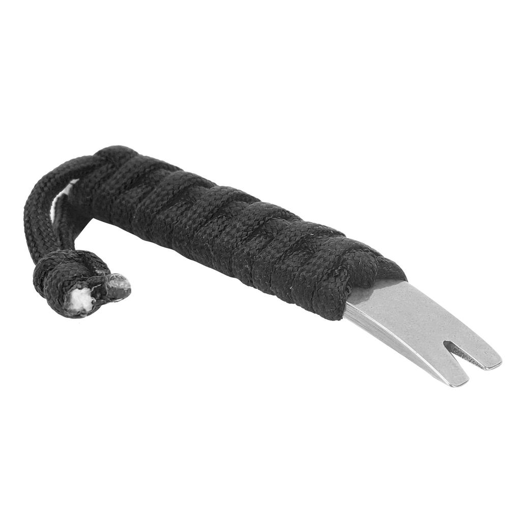 Stainless Steel Pocket Pry Bar with Paracord MultiPurpose Mini Crowbar Crank Scraper(Black )