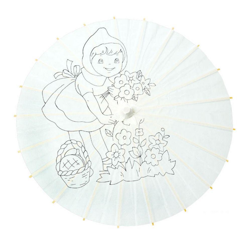 Comfortable Grip Blank Paper Umbrella DIY Wood Drawing Umbrella Oil Paper Umbrella  Dance Prop