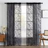Embroidered Lace Sheer Curtain Transparent Tulle Curtain Vintage Window Drapes  Bedroom