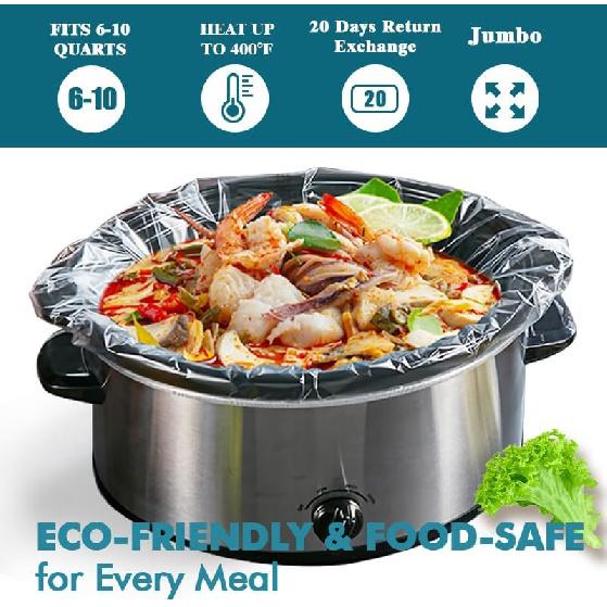 Slow Cooker Liners, 20-Pack Cooking BagsOversized Disposable Pot Liner Plastic Bags, Fits 6QT to 10QTFor Slow Cooker Cooking Tray, 14-Inch x 22-Inch,