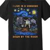 I Live In A Van Gogh Starry Night Landscape Graphic Tee Artistic and Whimsical Design Van Gogh Inspired Night Sky Print
