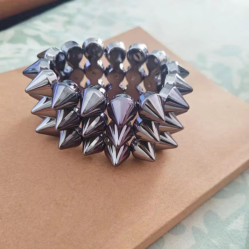Three-row Punk Style Bracelets Y2K Jewelry Goth Rock Bangle Cool Rivet Cone Bracelets Hip-hop