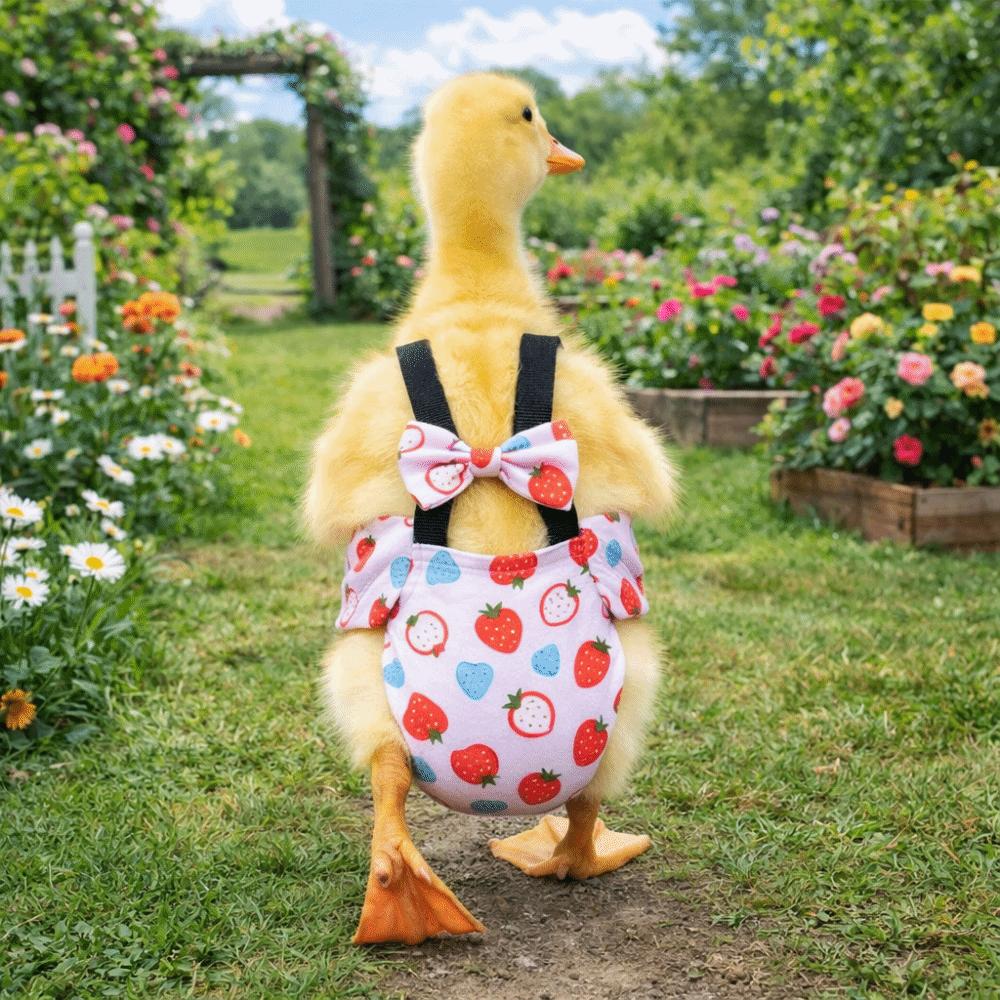 Adjustable Duck Diapers Bowknot Design Poultry Nappy Fruits Pattern Flight Suits Poultry Care