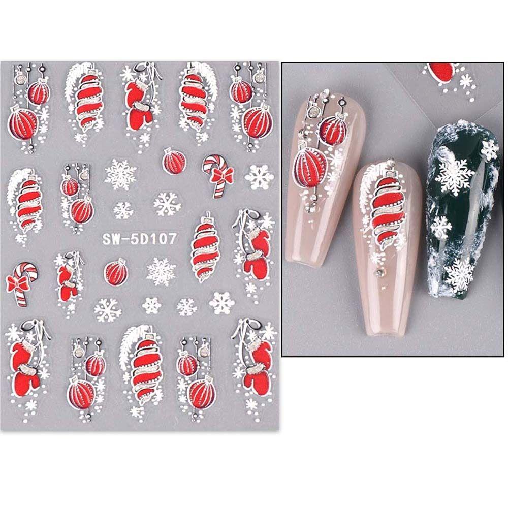 Manicure Ornaments Christmas Nail Stickers DIY Nail Charms Christmas Nail Decals Colorful   Lady