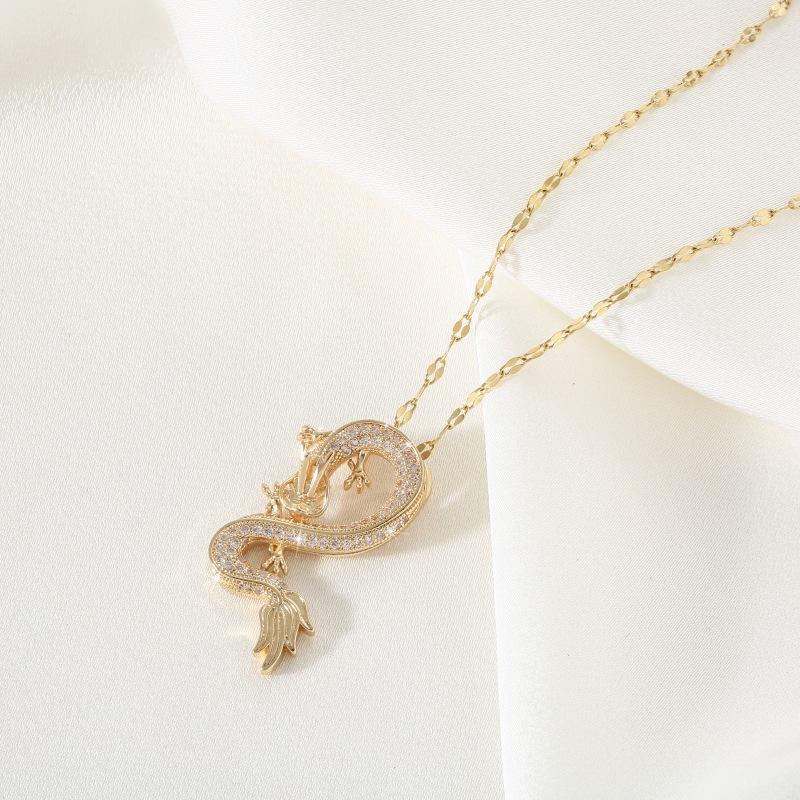 Цепочка для губ хип-хоп властный бесконечный медный микро-инкрустированный циркон дракон леди ожерелье темперамент свет роскошь нишевый дизайн смысл