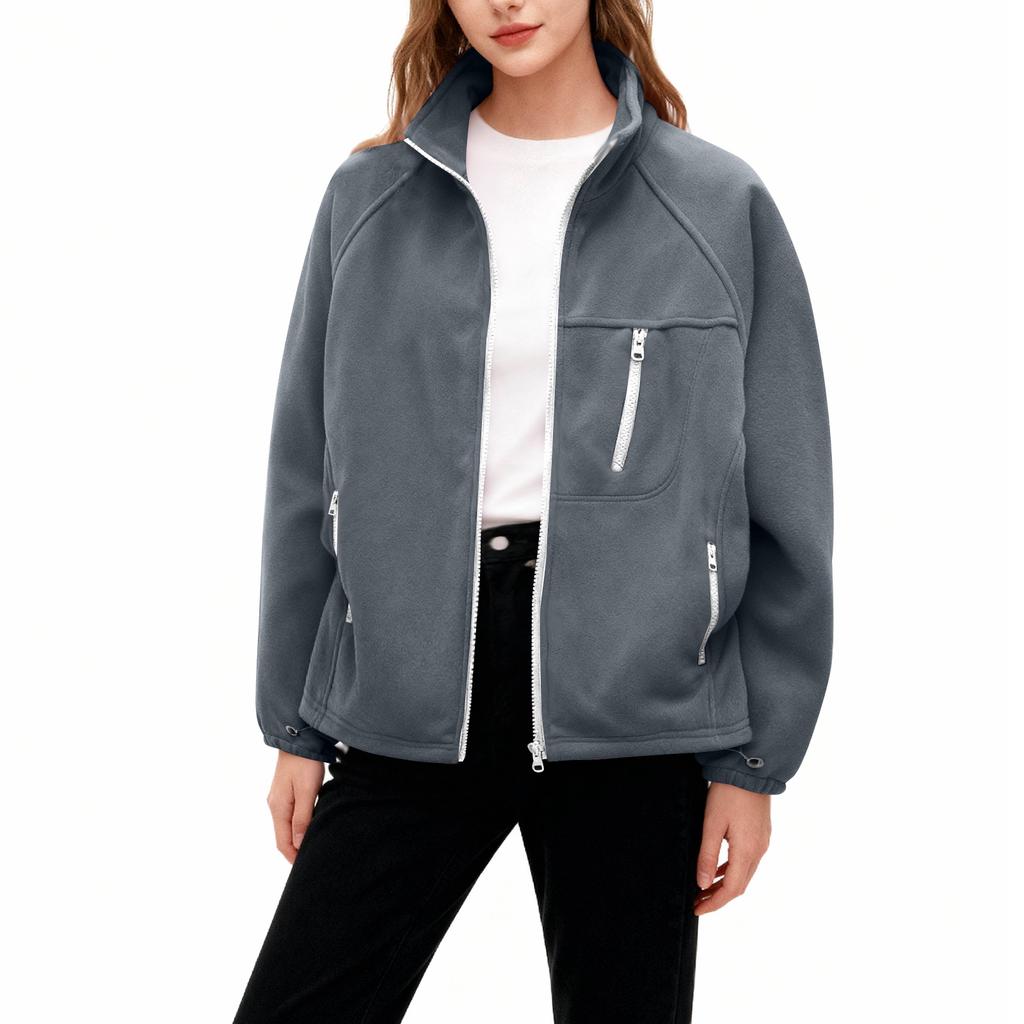 Женское модное повседневное пальто большого размера с длинным рукавом, утолщенное и на флисовой подкладке, со стойкой