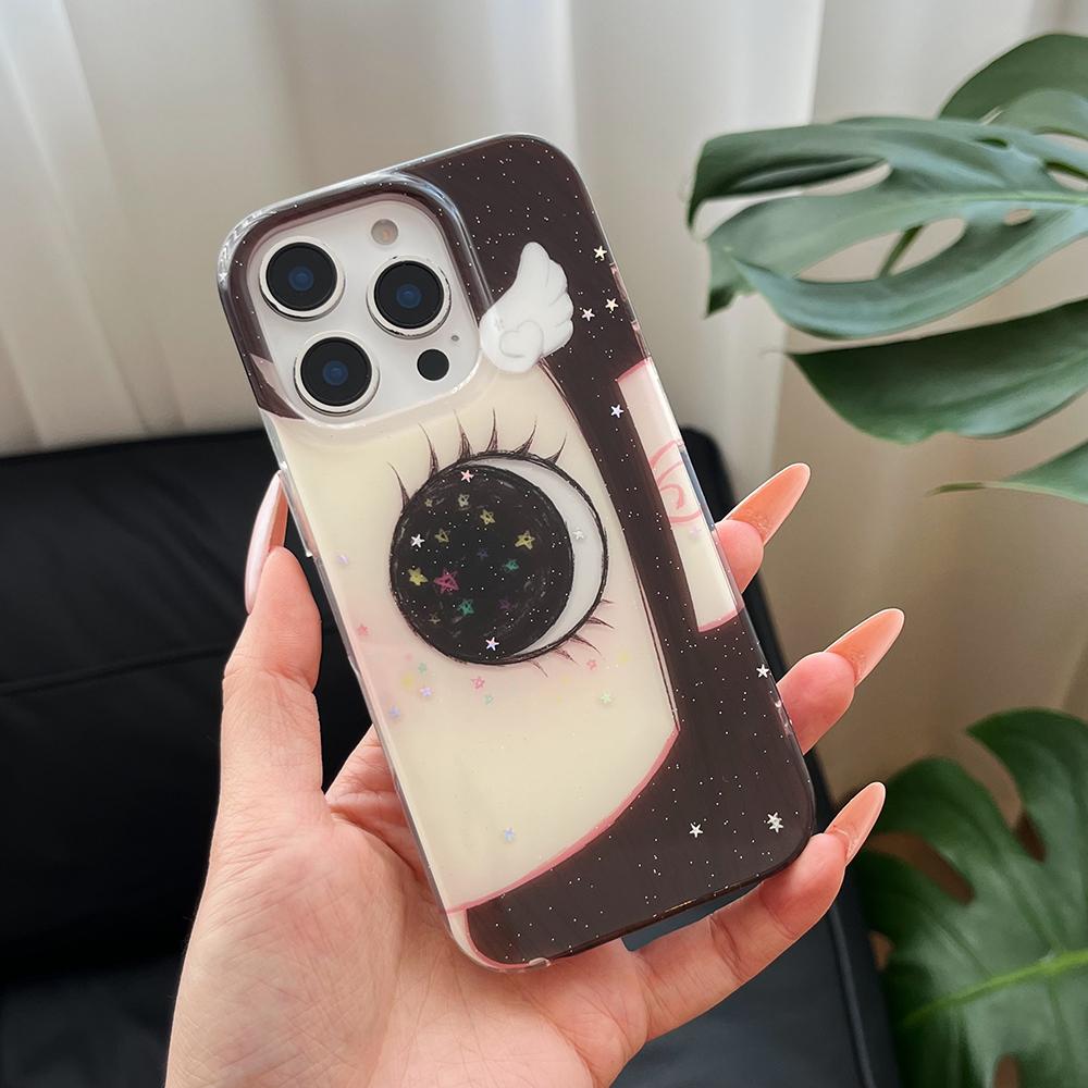 Милый Аниме Сияющие Глаза Мультяшный Чехол для Телефона для IPhone 17 16 15 14 Pro 13 Max Комикс Девушка Сверкающие Большие Глаза Блеск Задняя Крышка