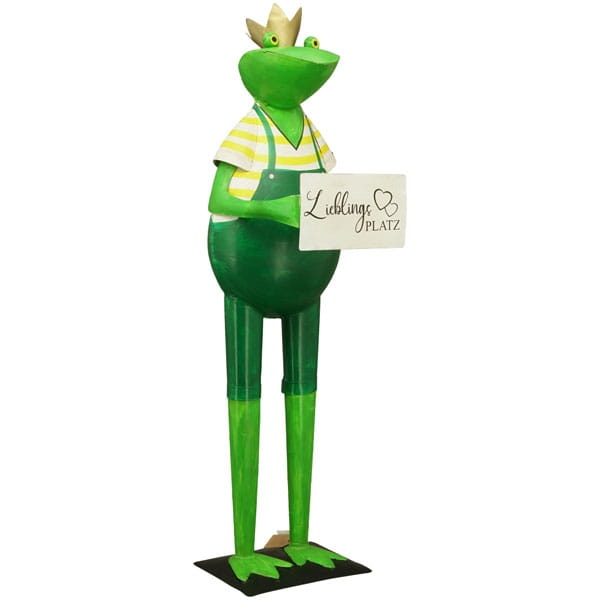 Large frog figure metal frog with lieblings platz plaque