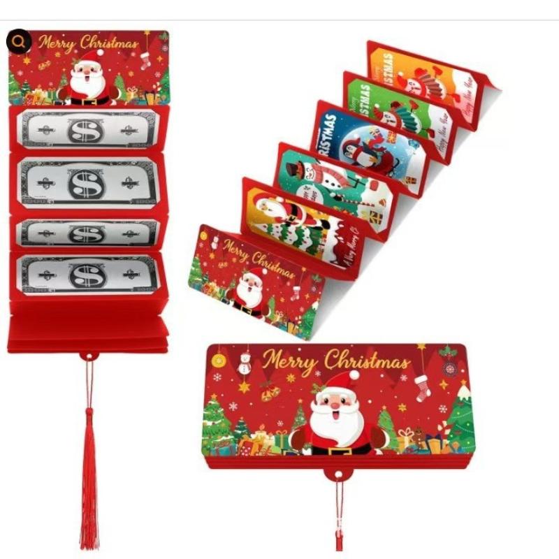 2026 Рождество Санта Клаус Рождественская елка Складной конверт для банкнот и карт с 10 слотами для карт Веселые рождественские украшения для дома