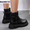 Модные женские ботильоны на платформе, массивная обувь, модные зимние ботинки-носки для женщин 2025 года, классические зимние трендовые кожаные ботинки на молнии в готическом стиле Zapatos Mujer