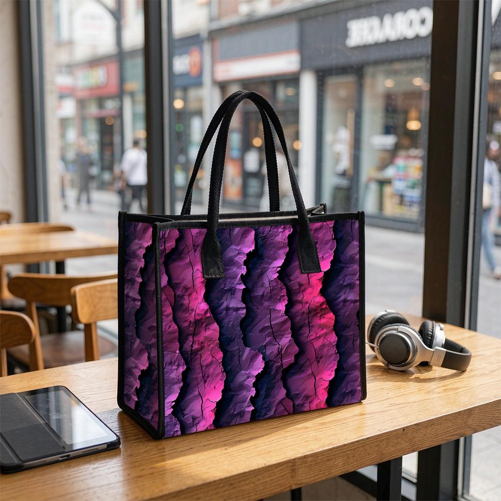 Purple Pink Print Tote Bag Fashion Large Capacity Casual Daily Carry Handbag for Women Shopping Travel Outdoor Use