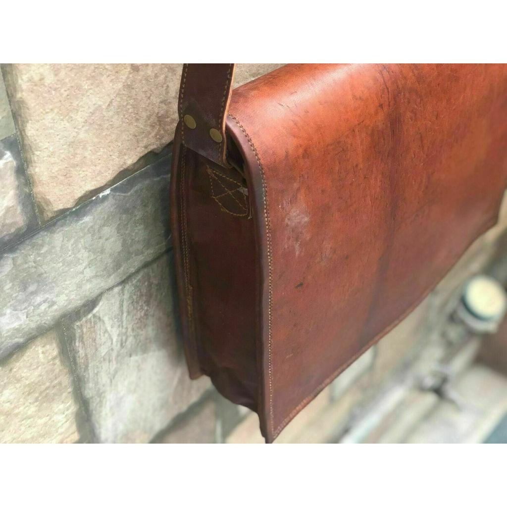 Новая мужская сумка-мессенджер из козьей кожи, настоящая сумка для ноутбука, коричневый портфель