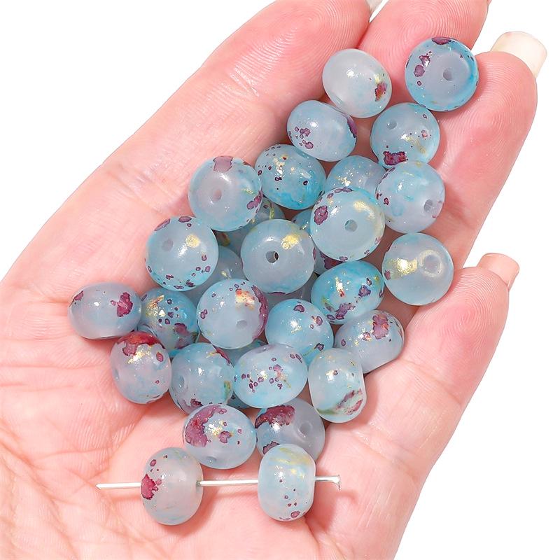 Бусины-абакус из омбре стекла с золотыми вкраплениями для изготовления украшений своими руками