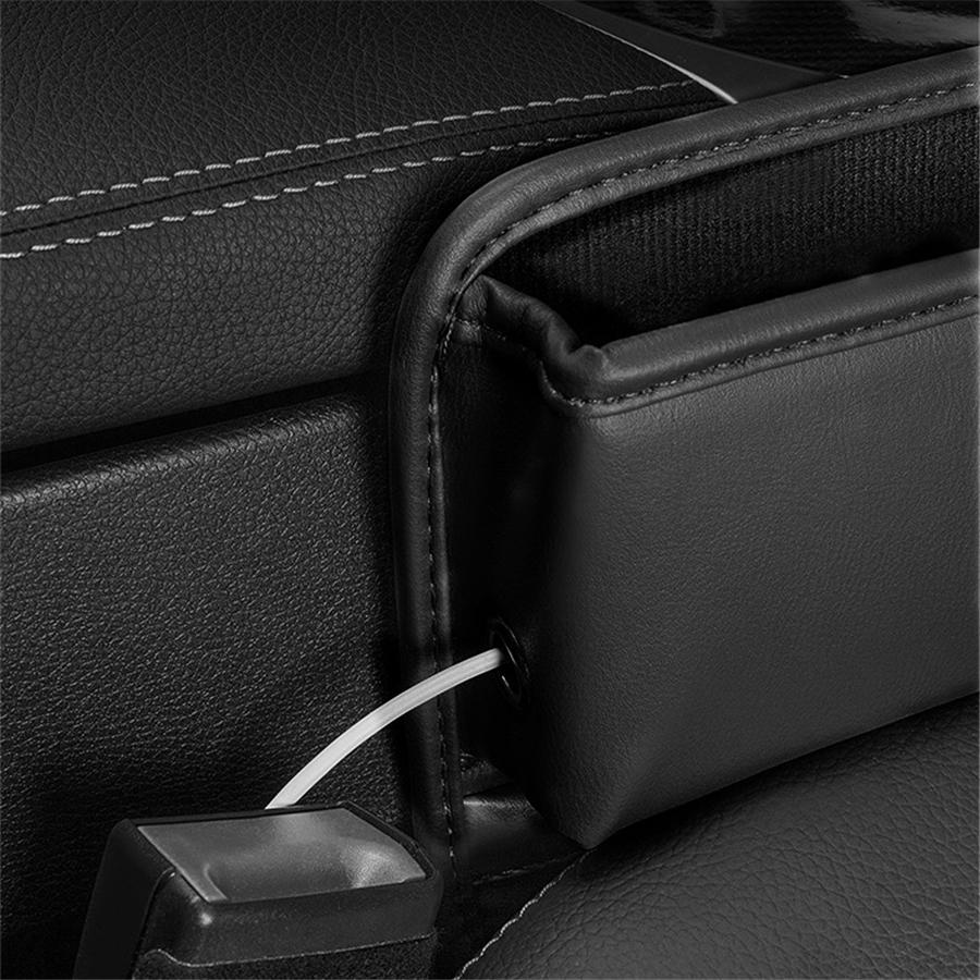 Black PU Leather Right Car Seat Gap Catcher Crevice Filler Storage Box Organizer