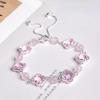 Браслет женский 'Счастливый клевер' с аметистом и розовым кварцем - Четырехлистный клевер Легкая роскошь Модная бижутерия.