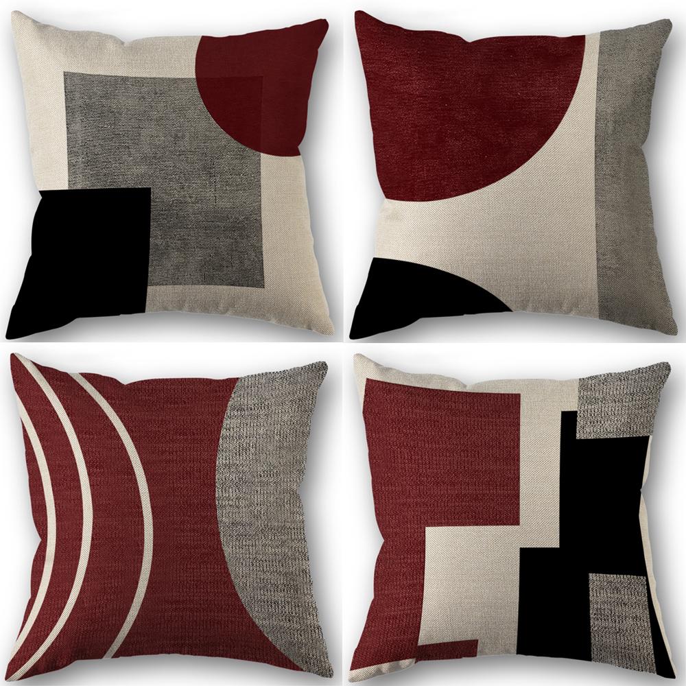 1/4Pcs Abstract Geometric Throw Pillow Covers 45X45Cm Modern Boho Black And White Decorative Cushion Cases Home Decor