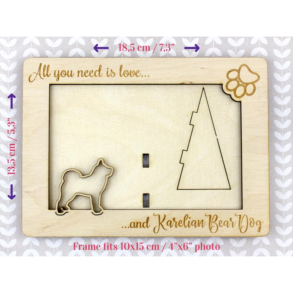 Karelian Bear Dog, Karjalankarhukoira - Photo frame, engraved wooden frame, a lovely gadget for the dog lover by Art-Dog