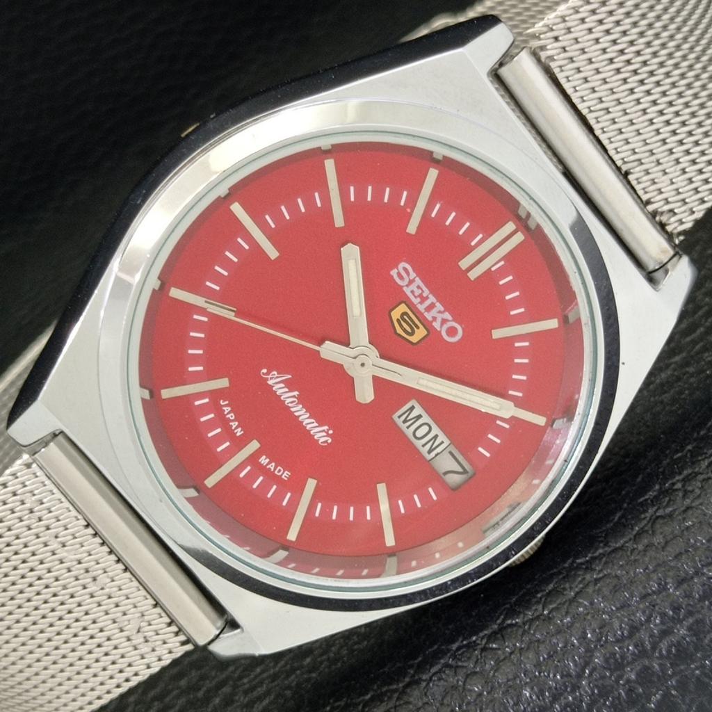 ВОССТАНОВЛЕННЫЕ ВИНТАЖНЫЕ SEIKO 5 АВТОМАТИЧЕСКИЕ 6309A ЯПОНИЯ МУЖСКИЕ ЧАСЫ С КРАСНЫМ ЦИФЕРБЛАТОМ a434688-2