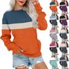 Женская модная повседневная блузка с длинным рукавом и круглым вырезом, цветной пуловер, топ, блузка