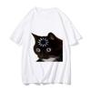 Funny Cat Emotion Print Loose T-shirt Kawaii Summer Fashion 100% Cotton Short Sleeve Y2k Women's Men Clothes Aesthetic Outfits