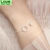 925 Sterling Silver Geometric Circle Bracelet For Women Micro Pave Zircon Pearl Chain Bracelet Jewelry Gifts S -B123