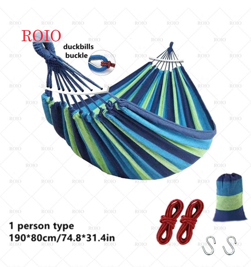 Уличный утолщенный холщовый гамак для дома и сада, для отдыха, 1-2-местное кресло-качалка, для кемпинга, охоты, отдыха, полосатый подвесной гамак, красочный гамак